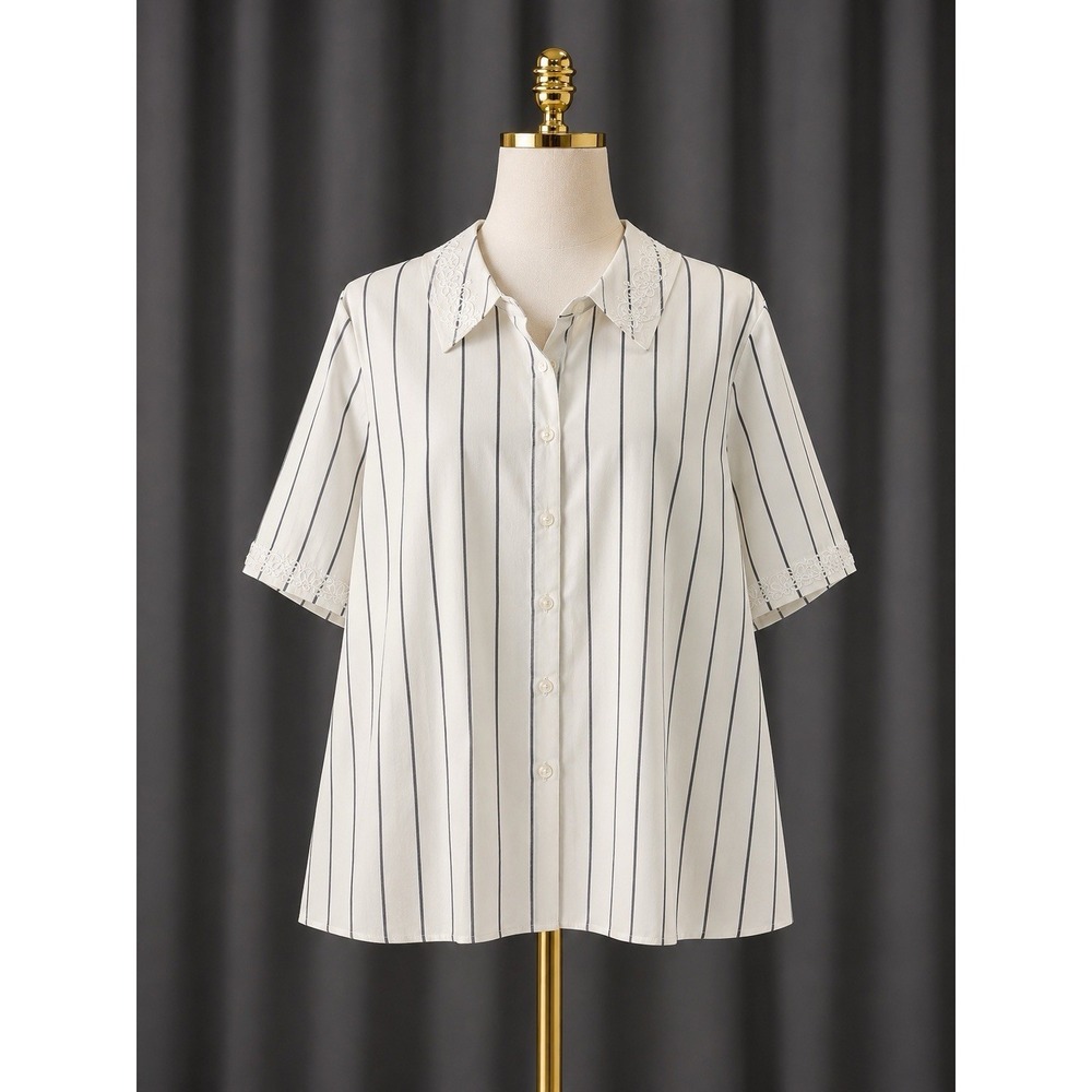Denim & Co Stretch Poplin Embroidered Short-Sleeve Top Cream A399558 Size 3X